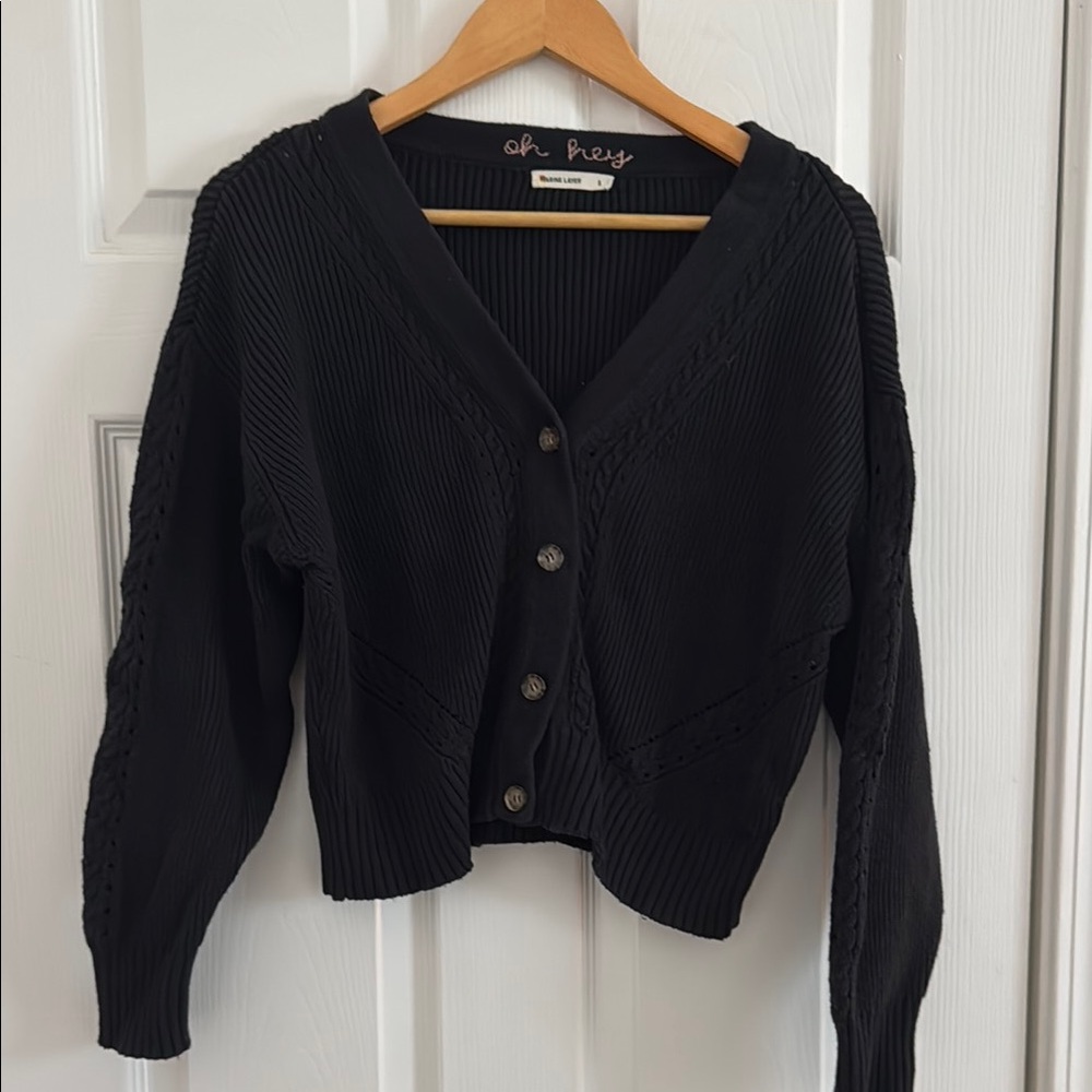 Marine Layer Black Robin Crop Cardigan